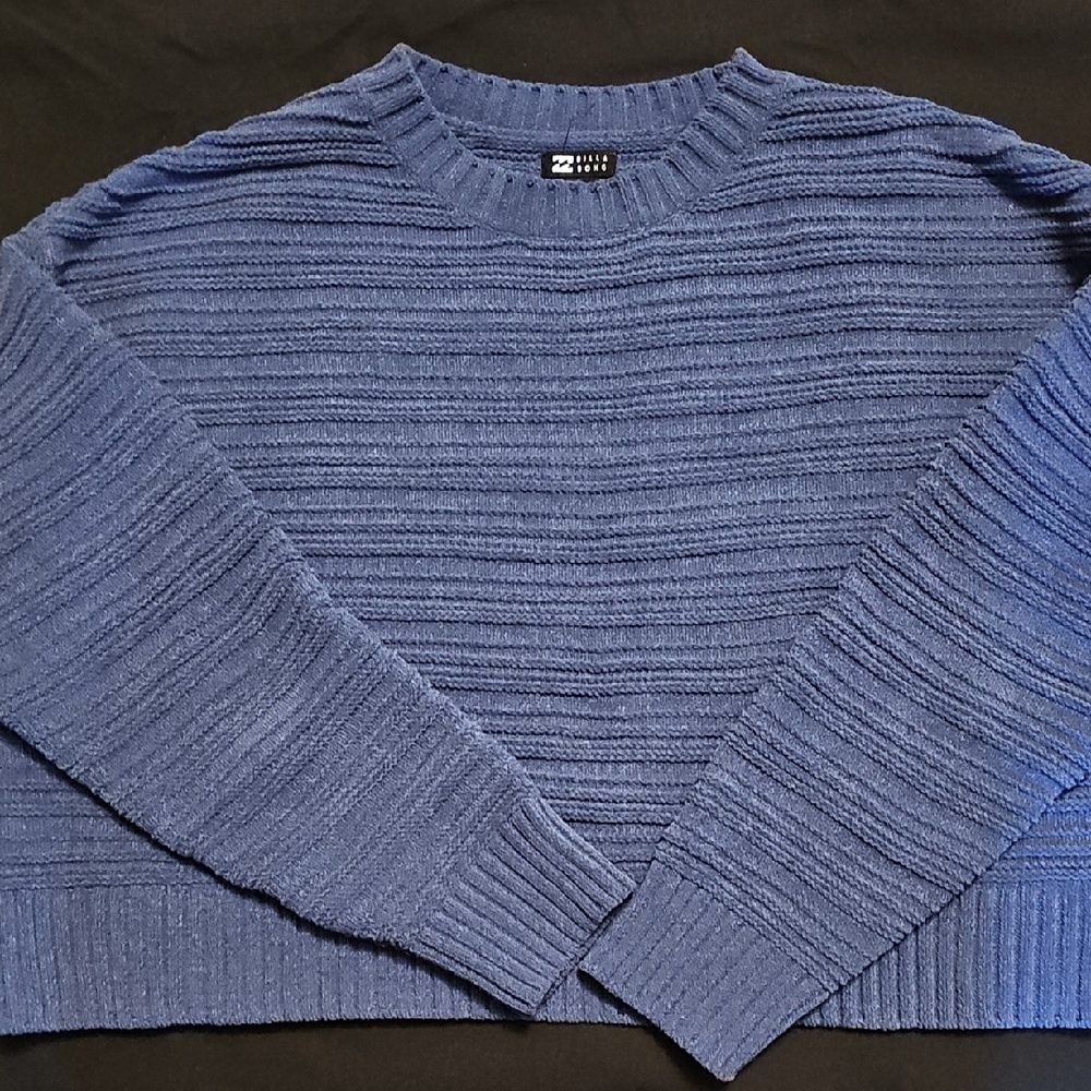 NWOT Medium Billabong Crop Blue Knit Sweater